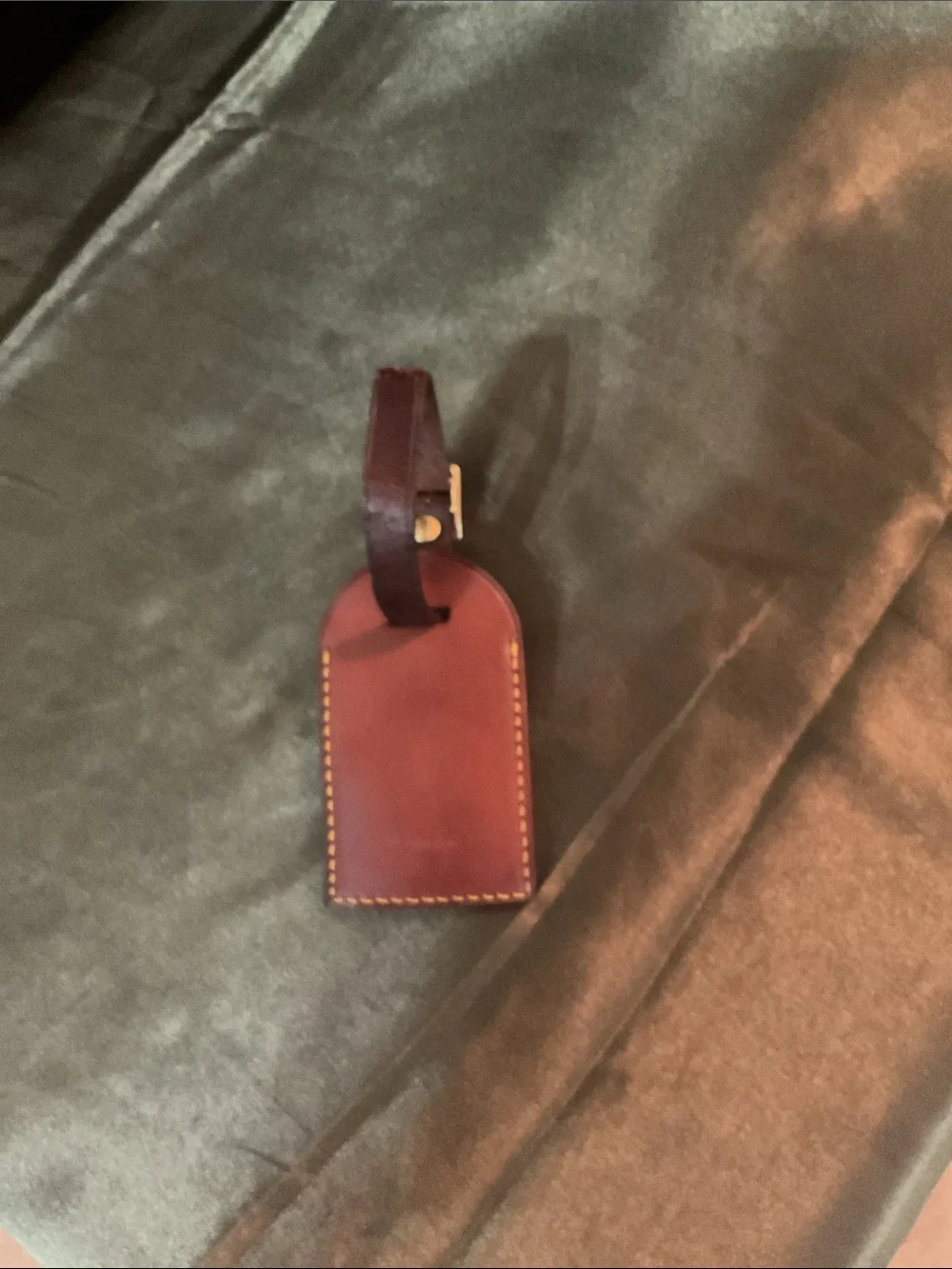 Louis Vuitton Brown Leather Luggage Tag with Gold Buckle